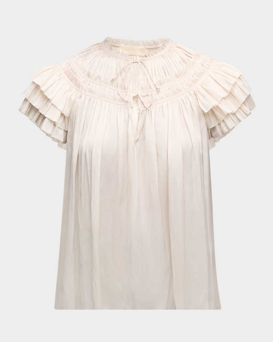 Elvie Ruched Ruffle Top